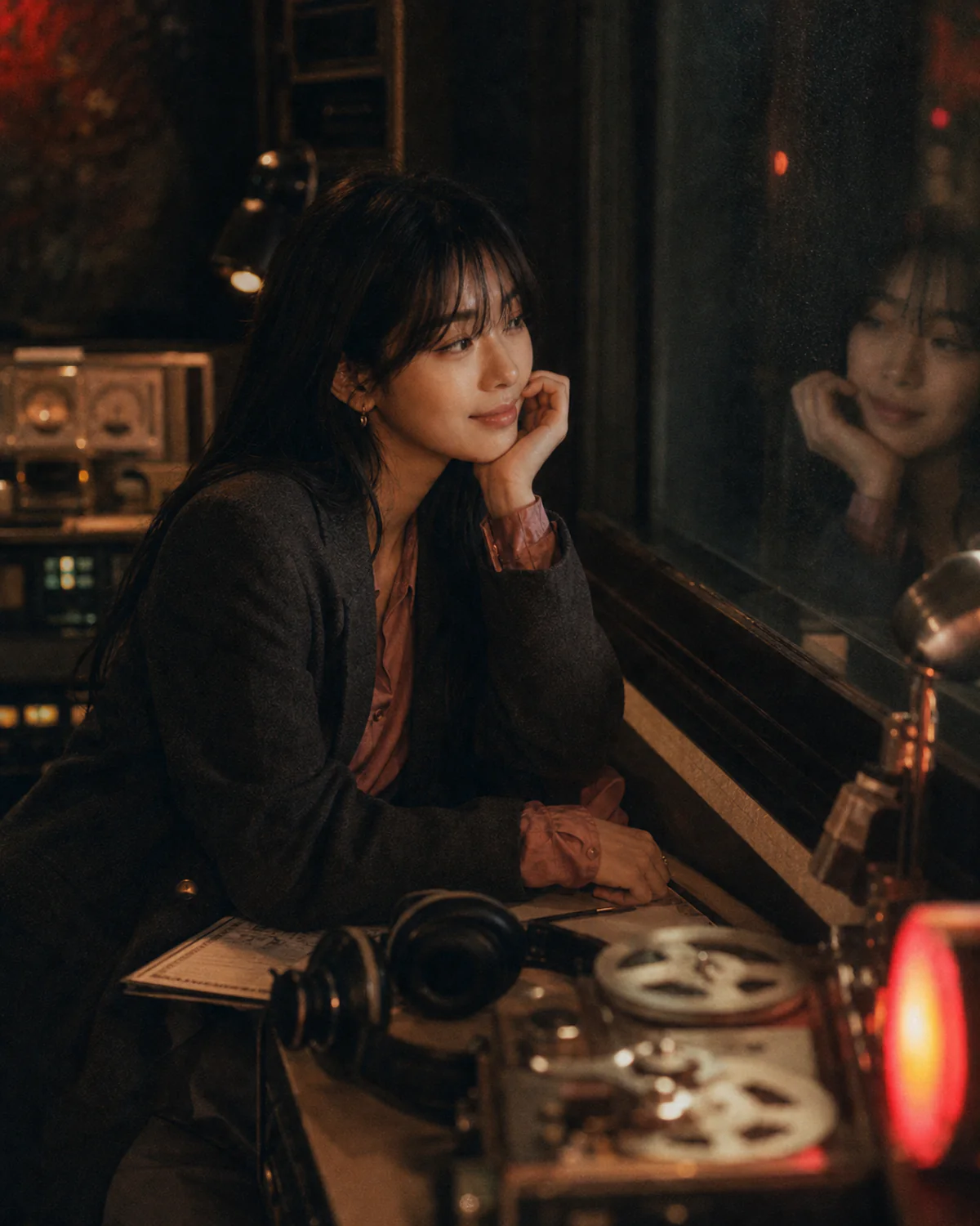 늦은 밤 아날로그 스튜디오에서 자신의 취향을 들여다보는 사람